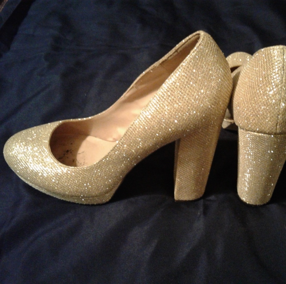 Gold glitter heels